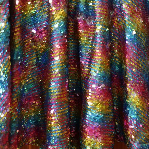 JoJo Siwa Rainbow Reversable Sequin Silver Pull On Elastic Waist Skirt 14/16 - Picture 7 of 12